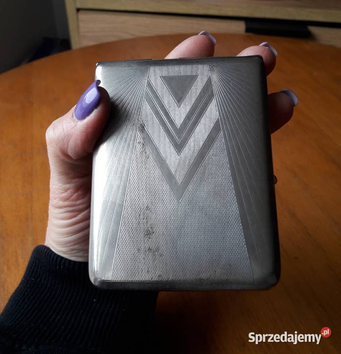 Stara papierośnica w stylu Art Deco mosiądz