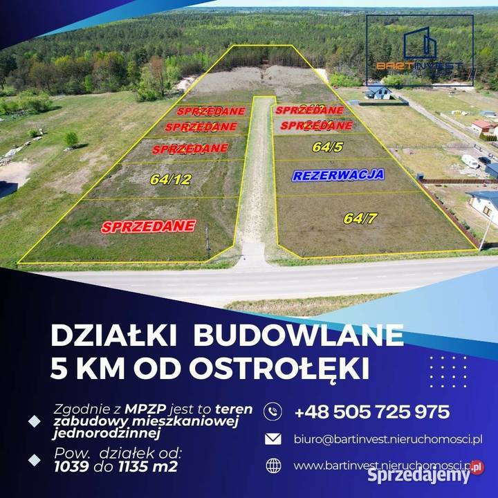 Działki budowlane 5 Ostrołęki mazowieckie Korczaki