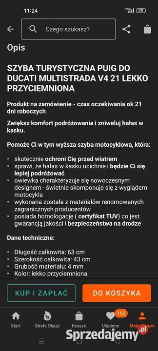 Szyba przyciemniana Ducati multistrada v4s Piaseczno