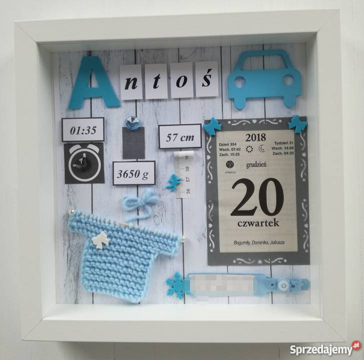 Metryczka Prezent na urodziny narodziny chrzest Zgierz