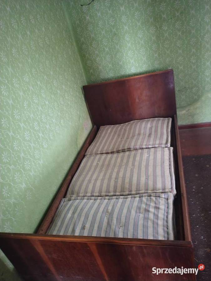 przedwojenne łóżko z materacem antyk rama łożka Krotoszyn