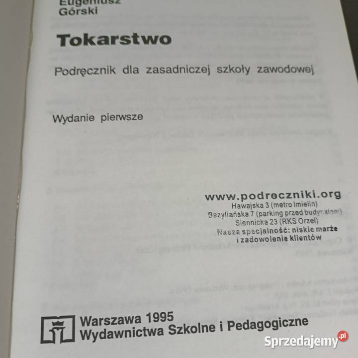 Tokarstwa Górski książki podręczniki szkolne Warszawa sprzedam
