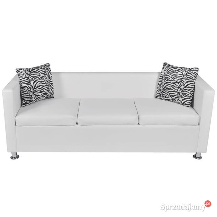 Sofa 3osobowa ze skóry syntetycznej biała Sofy i kanapy