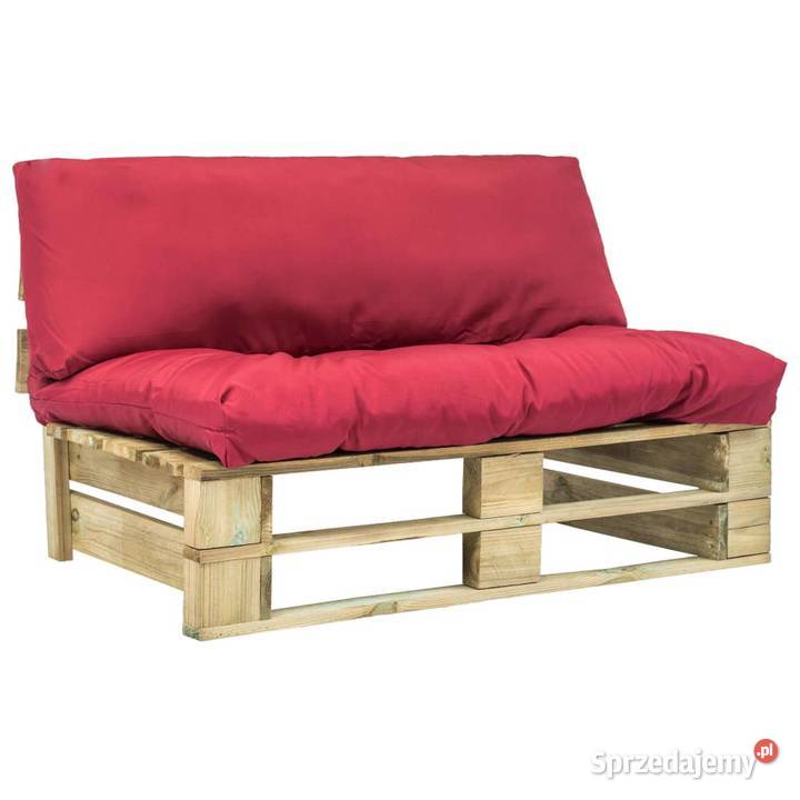 vidaXL Sofa ogrodowa z palet z czerwonymi 275286