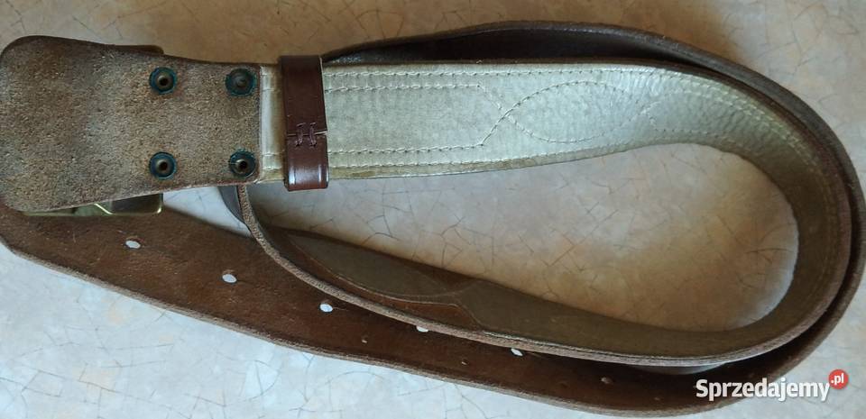 Wojskowy brązowy pasek skórzany PRL Reda