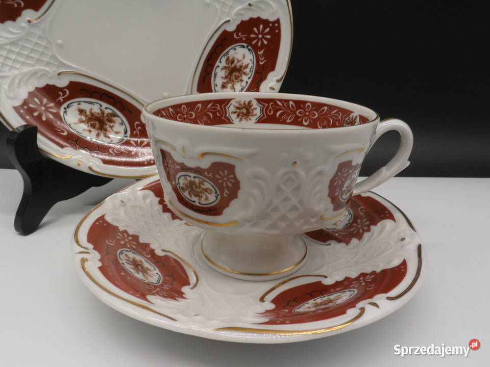 Ekskluzywne Trio Śniadaniowe PMP Plaue Porcelana Raszków