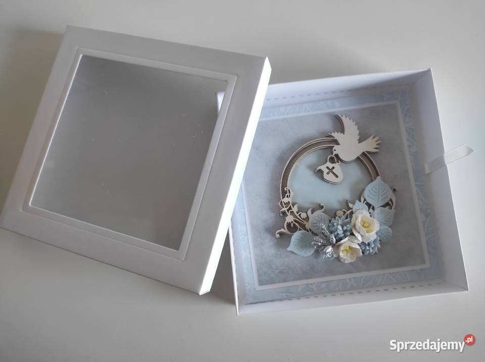 Kartka ręcznie robiona e pudełku na Chrzest Łódź