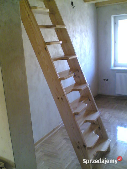 SCHODY KACZE na wysokość 280 szer70 drewniane