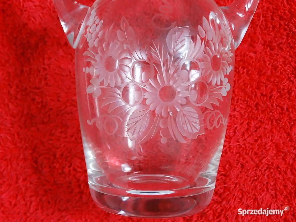 Elegancki Szklany Wazonik Amfora z Grawerem Biłgoraj