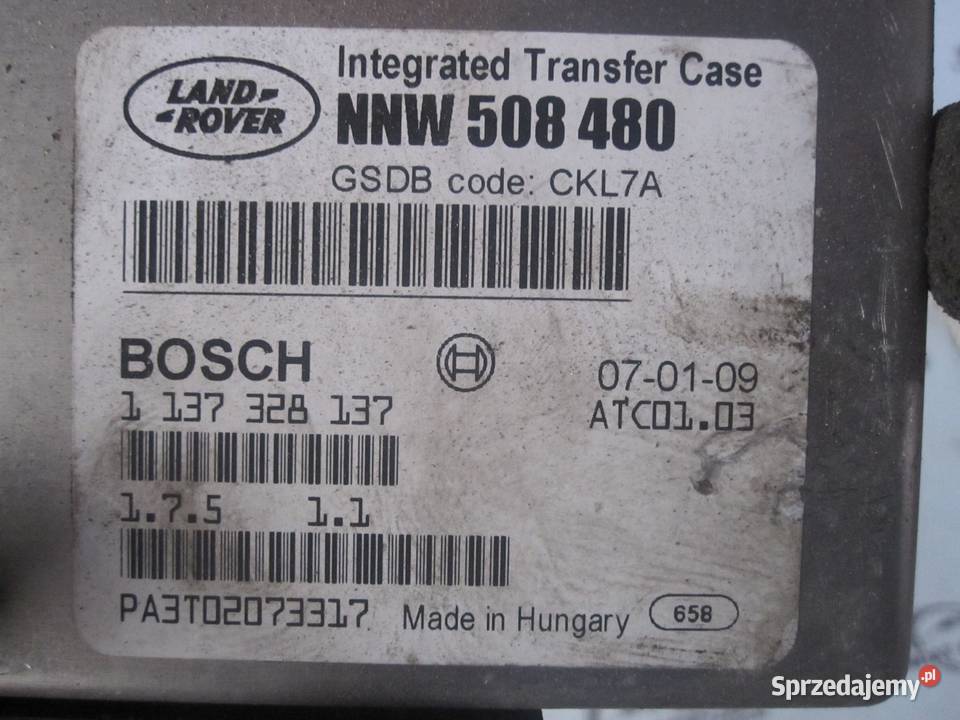 RANGE ROVER komputer skrzyni 1137328137 osobowe Motoryzacja