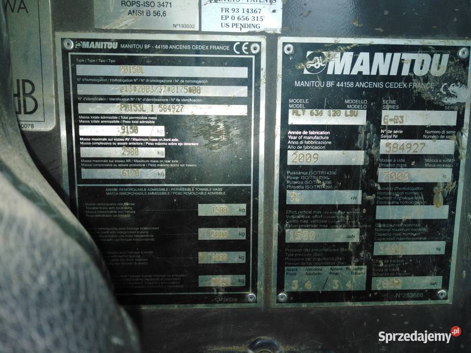 Sprzedam ładowarkę teleskopową Manitou 634 Włoszakowice