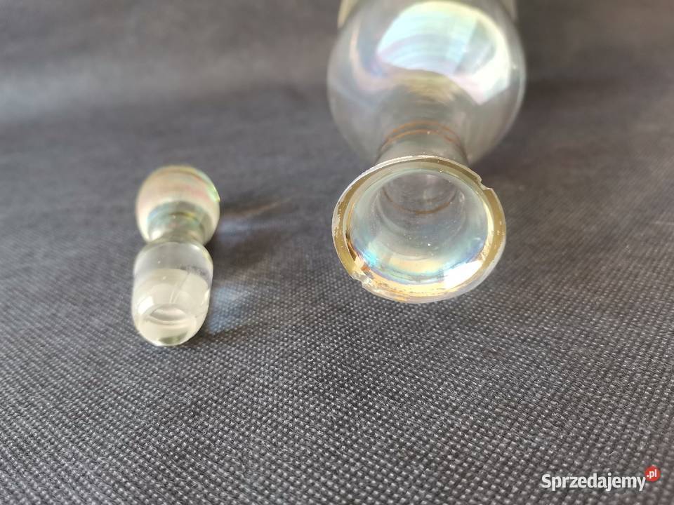 Stara przedwojenna karafka szkło opalizowane Art Katowice