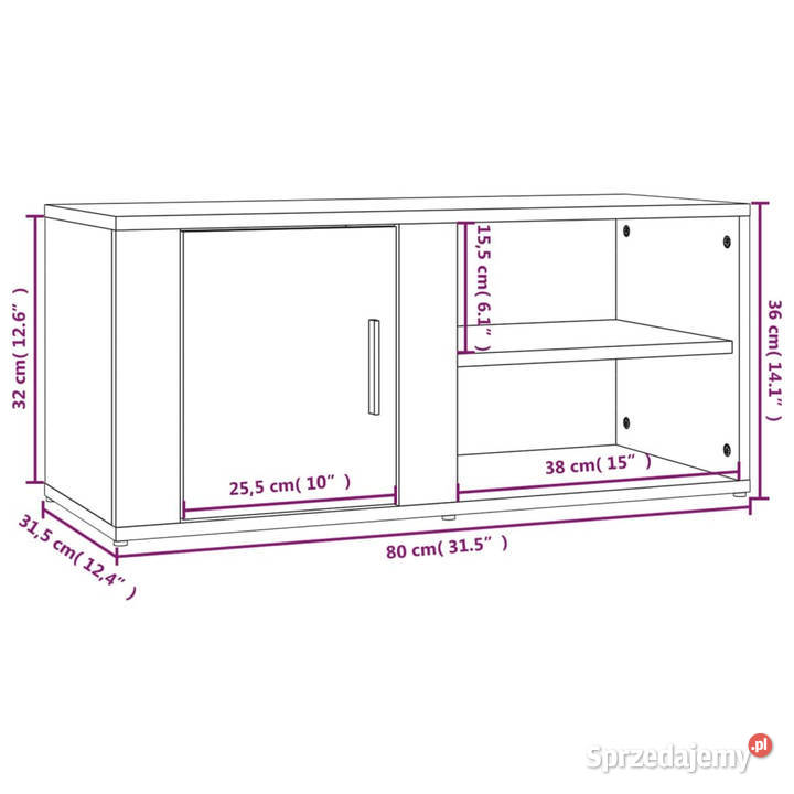 Szafka pod TV wysoki połysk biała 80x315x36 Warszawa