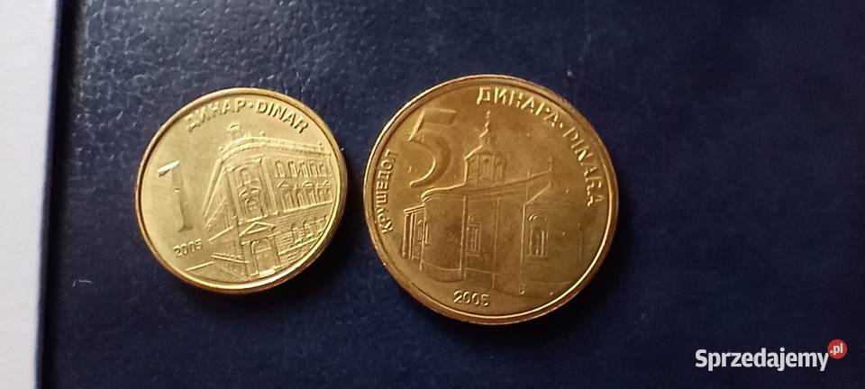 Stare monety 1 i 5 dinar 2005 Serbia Lesko