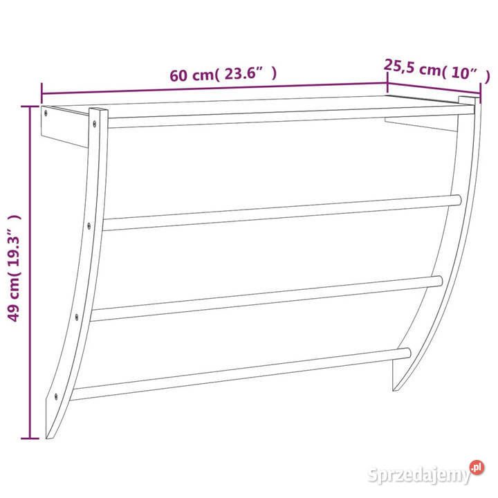 Wieszak na ręczniki 60x255x49 drewno orzecha Warszawa