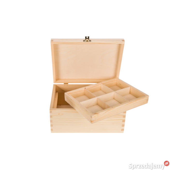 Drewniana skrzynka niciarka toaletka Praktyczna