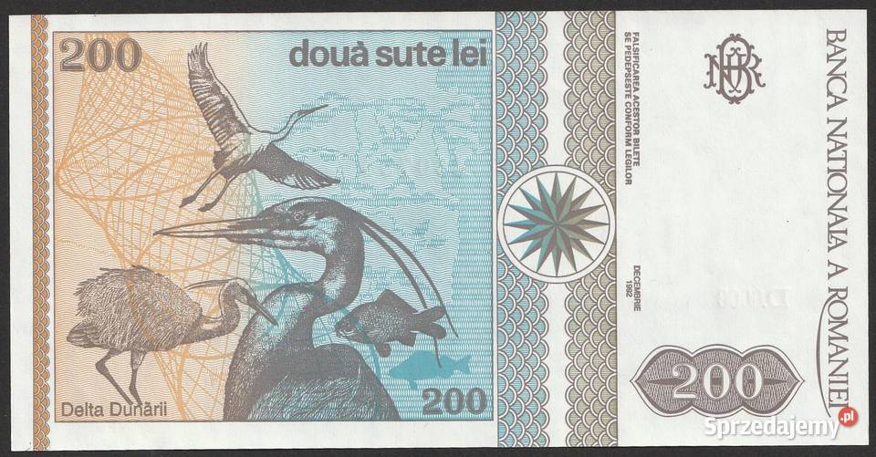 RUMUNIA 200 LEI 1992 ANTIPA STAN BANKOWY UNC Numizmatyka Łódź sprzedam