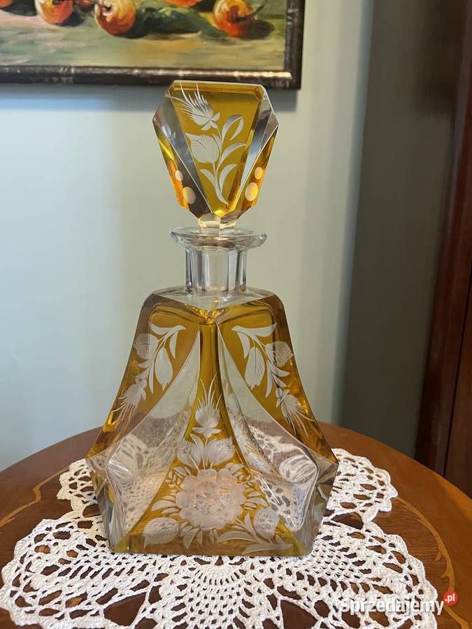 Karafka z kieliszkami z krysztalu Bohemia Jelenia Góra