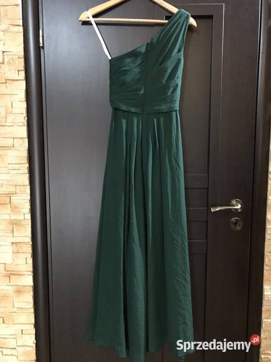 Sukienka butelkowa zieleń na jedno ramię Rozmiar 32(XXS) Hajnówka