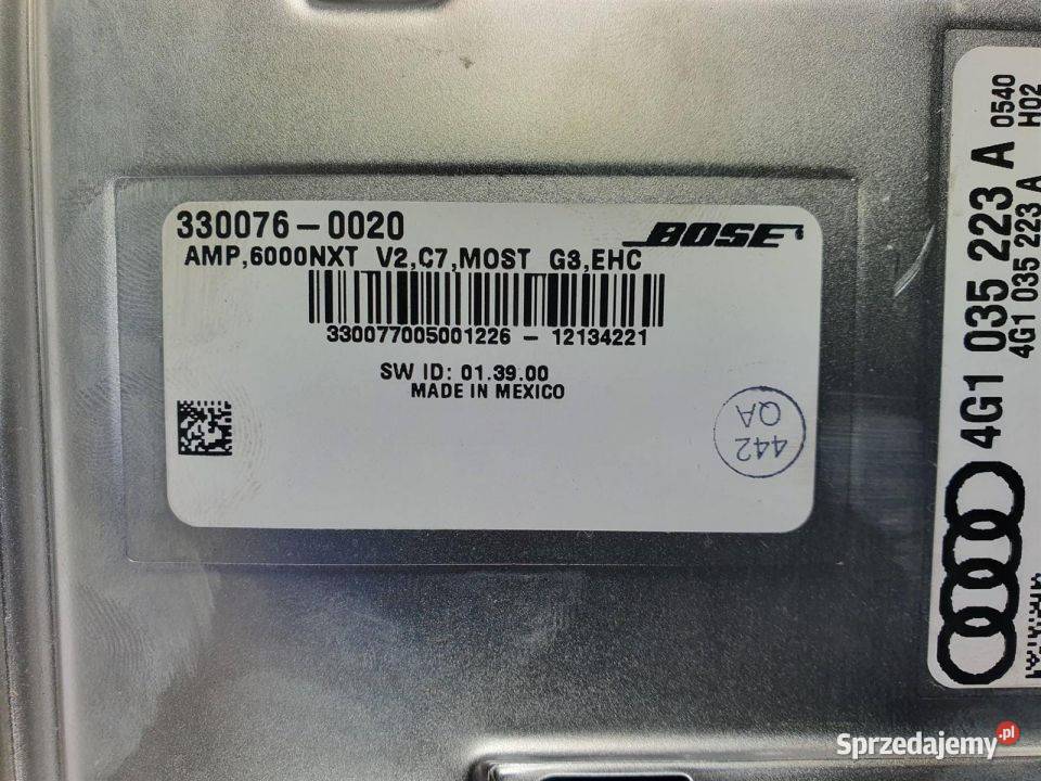 WZMACNIACZ AUDI S8 D4 4G1035223A LEGAL FV Lipno