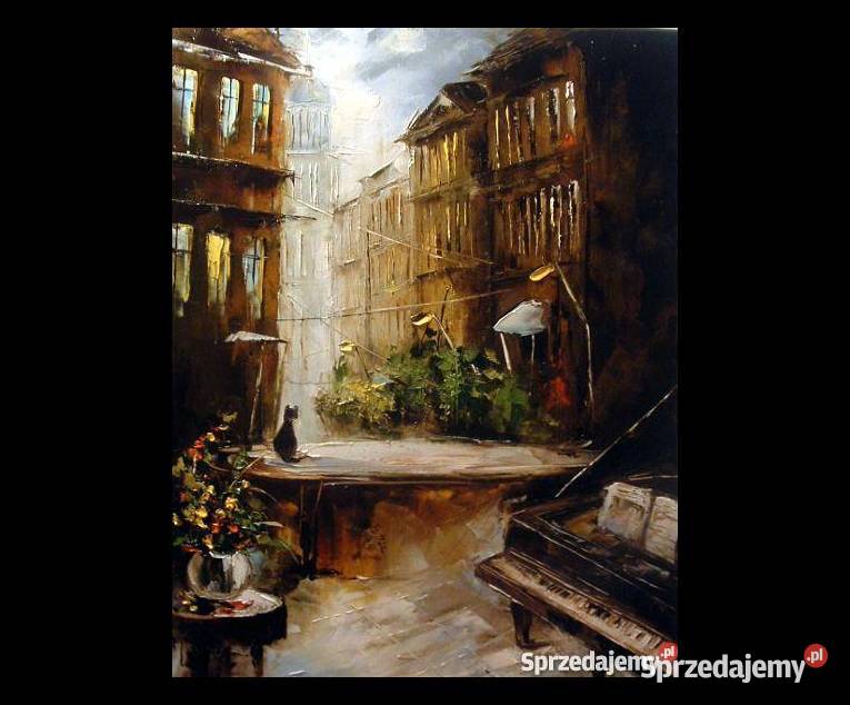 Na ulicy Cichosza II Obraz olejny szpachla 40x50 Poznań