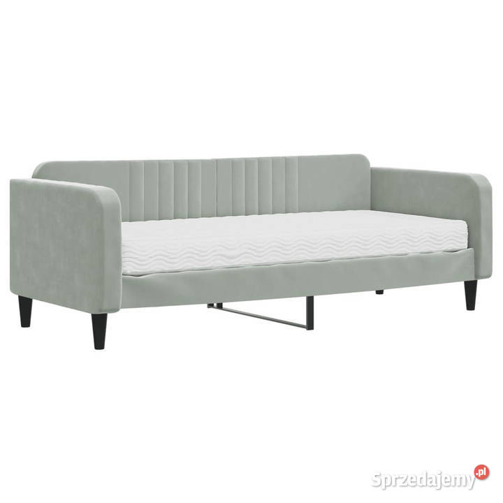 Sofa z materacem do spania jasnoszara aksamit Warszawa sprzedam