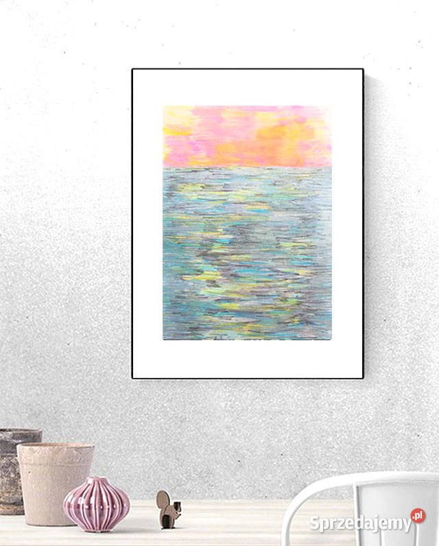 morze rysunek 30x40 morski pejzaż A3 boho wielokolorowy
