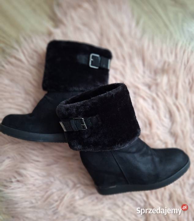 Śliczne botki koturny damskie z futerkiem Jenny Kraków