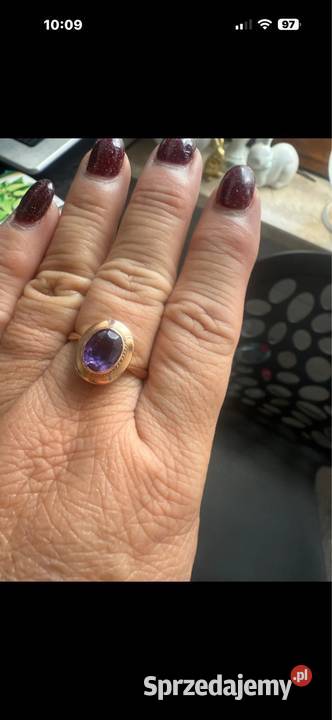Złoty pierscionek z Ametystem Skarżysko-Kamienna