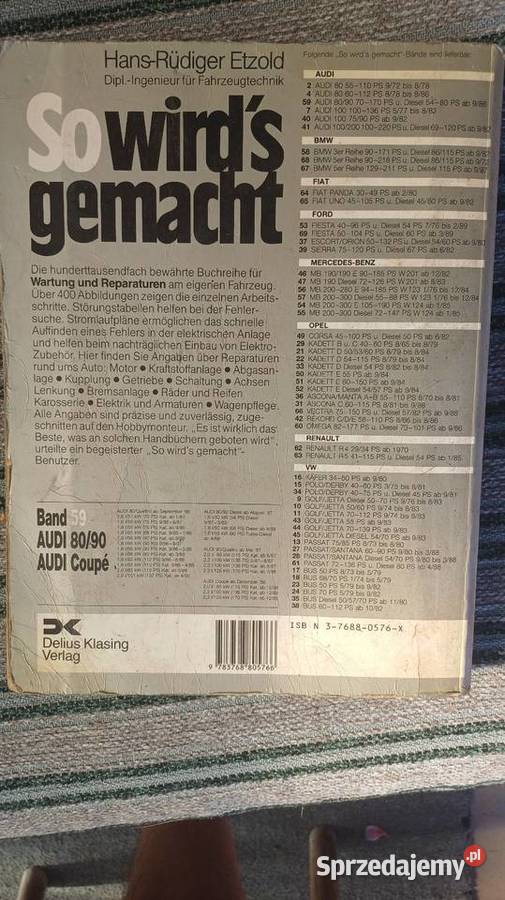 Książkowy poradnik serwisowy audi8090 kupiony w Polsce lubelskie Lubartów sprzedam