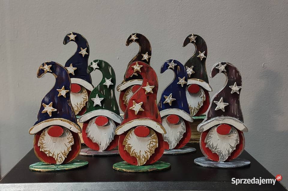 Skrzaty drewniane recznie malowane Warszawa sprzedam