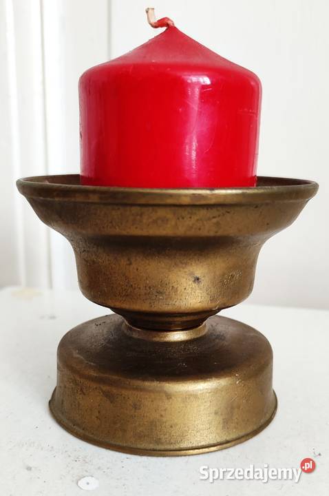 Stary świecznik mosiężny na grubą świecę pomorskie Gdańsk