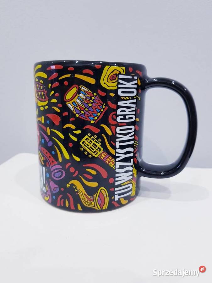 Ceramiczny kubek 32 finału WOŚP czarny Kubki Dąbrowa Górnicza sprzedam