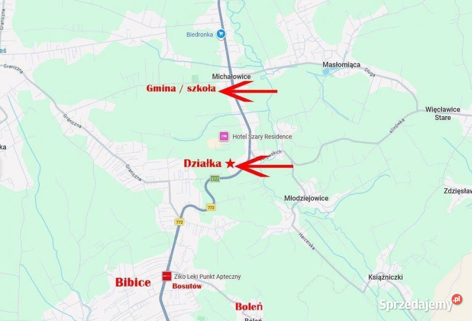 Michałowice działka z PnB na 5 domów 2618m2