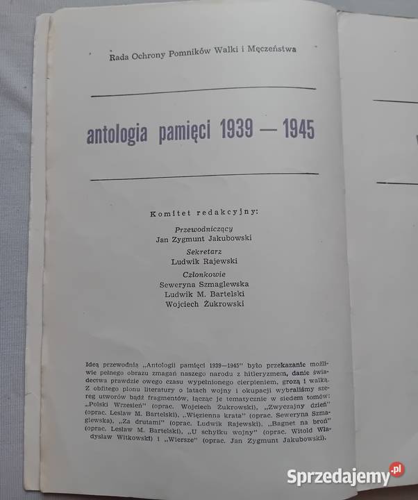 Antologia pamięci 19391945 Więzienna krata KiW Antykwariat Koźminek