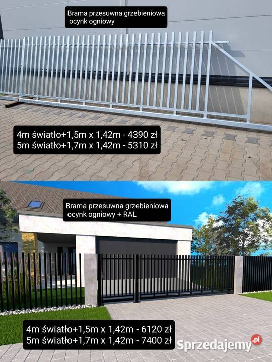 Brama przesuwna palisadowa 4m PREMIUM MODERN Limanowa