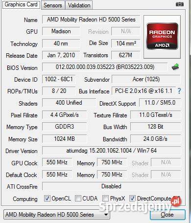 Acer Aspier 5740G Intel Core i5 8GB Radeon Opole