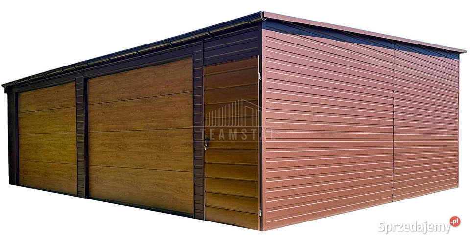 Garaż blaszany 8x6m 2x brama segmentowa drzwi Bełchatów