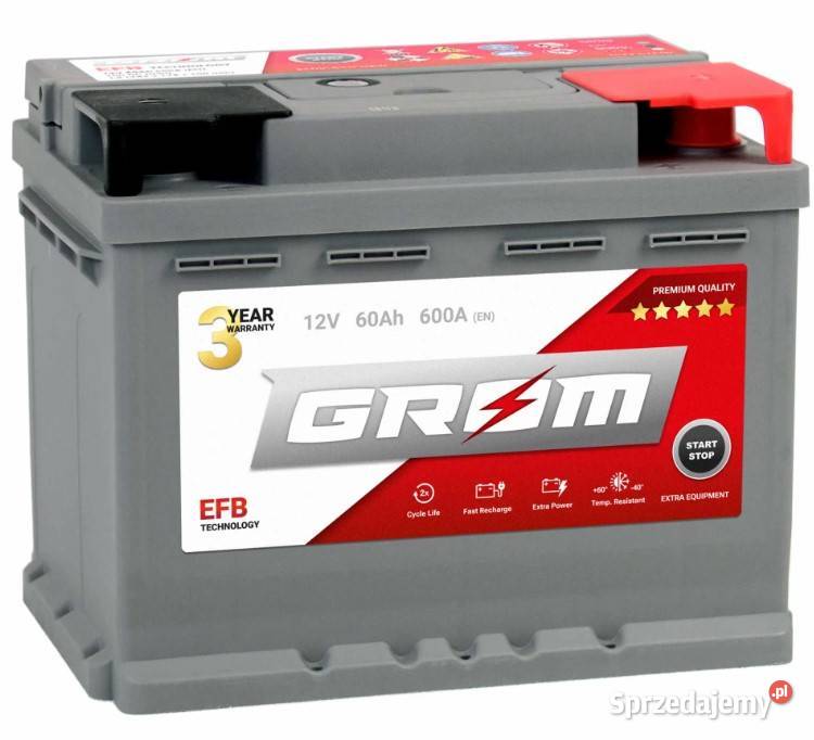 Akumulator GROM EFB STARTSTOP 60Ah 600A Prawy osobowe Akumulatory dolnośląskie Wałbrzych