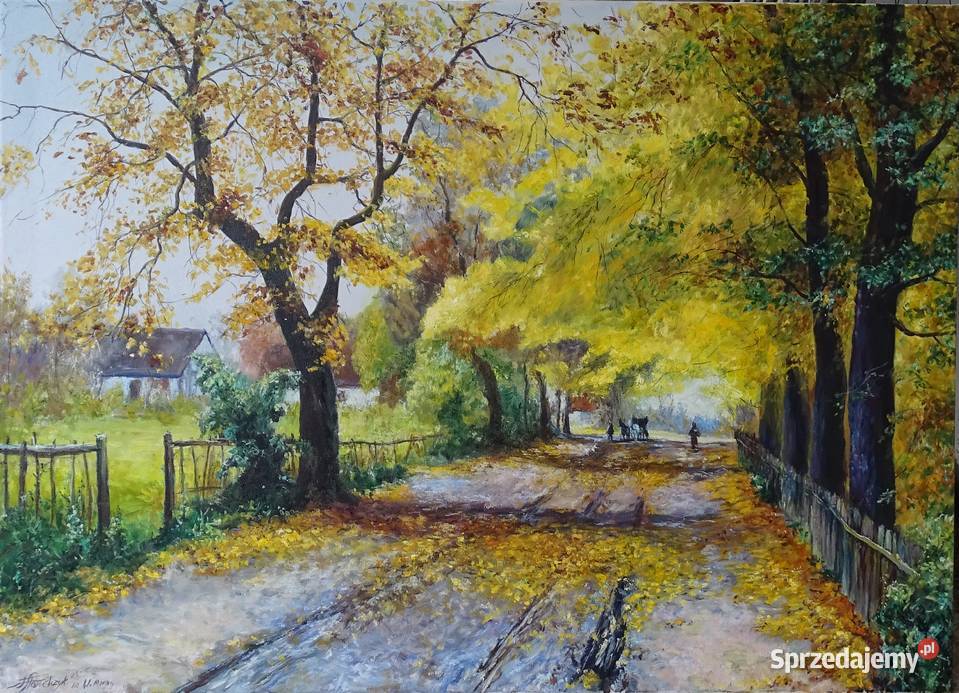 Aleja jesieńobraz olejny Łopuszno