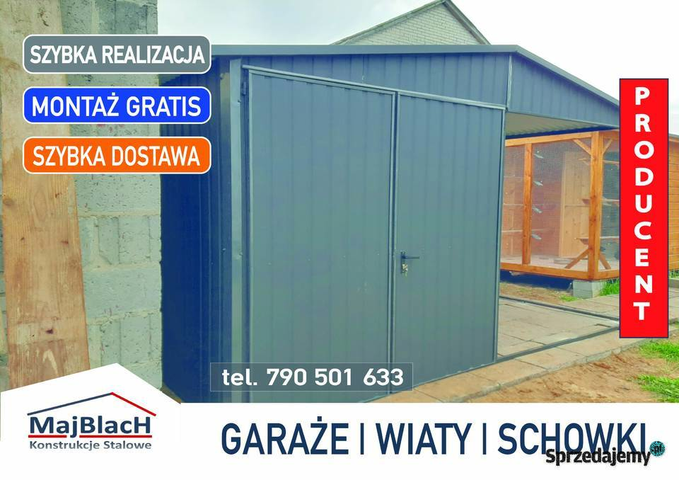 Garaż Blaszany z zadaszeniem bocznym Wiata Zwoleń