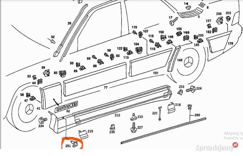 SPINKA MOCOWANIE LISTWY PROGU MERCEDES 190 W201