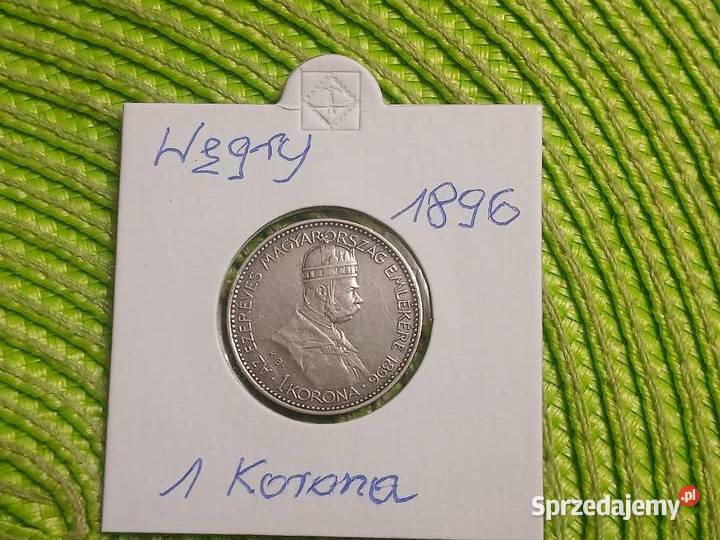 moneta srebrna Węgier 1 korona z 1896r Łomża sprzedam