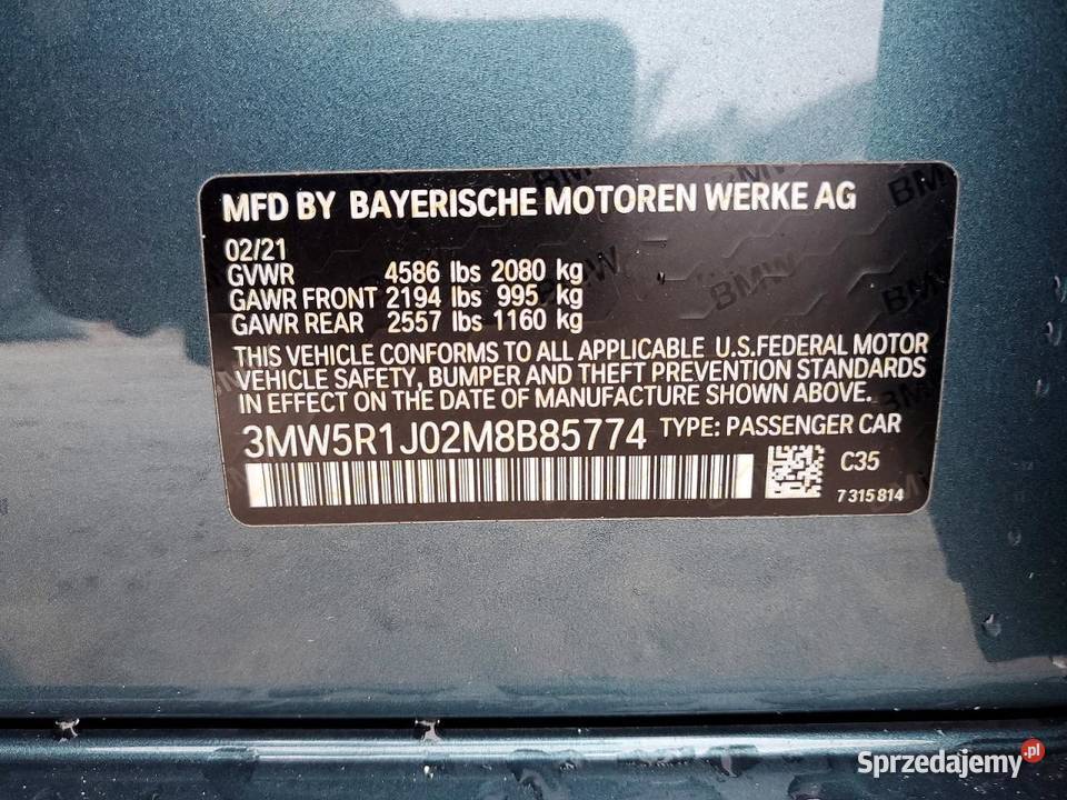 2021 BMW 330I do sprowadzenia śląskie Częstochowa