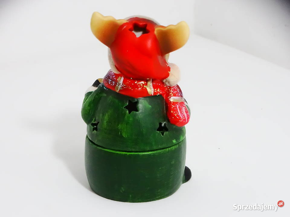 Zimowa figurka lampion porcelanowy dekoracja Biłgoraj