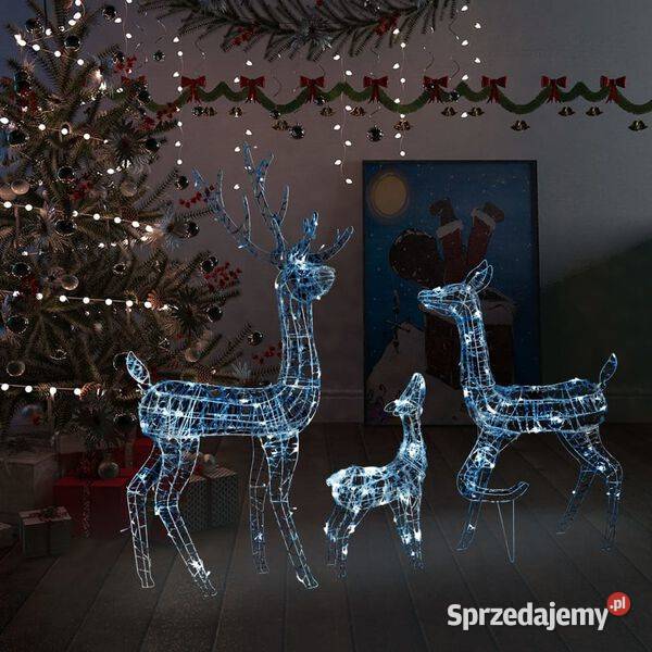 Świąteczne renifery akrylowe 300 zimnych białych Warszawa