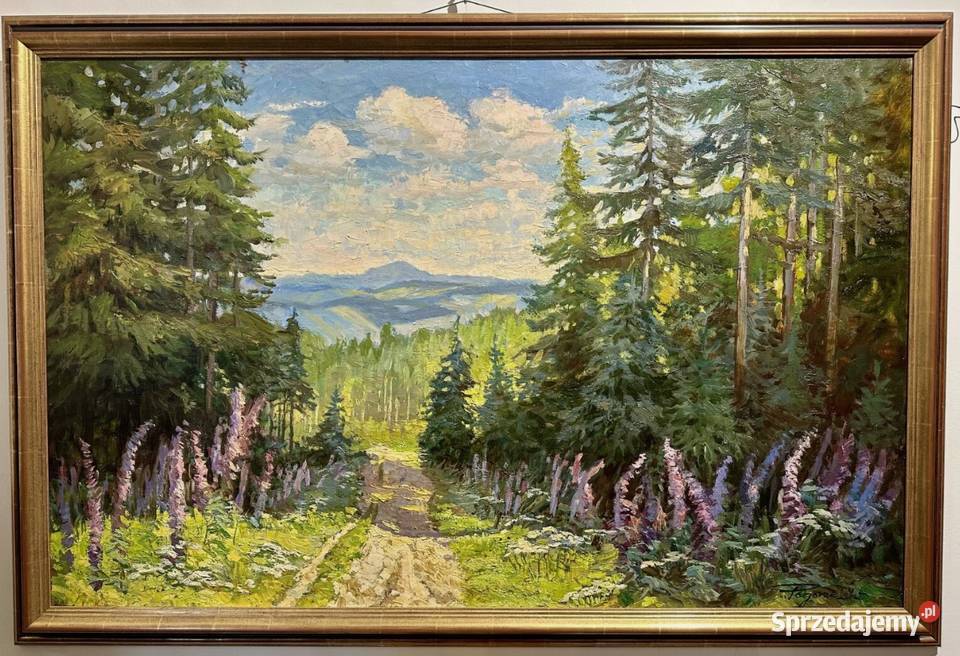 Obraz olejny z poł XX w Jerzy Pogorzelski śląskie Konopiska sprzedam