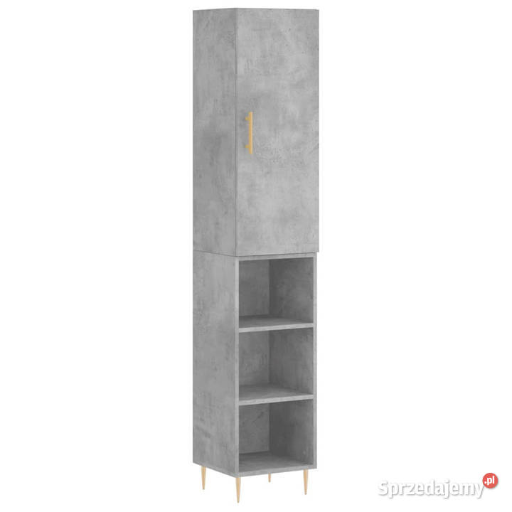Wysoka szafka szarość betonu 345x34x180