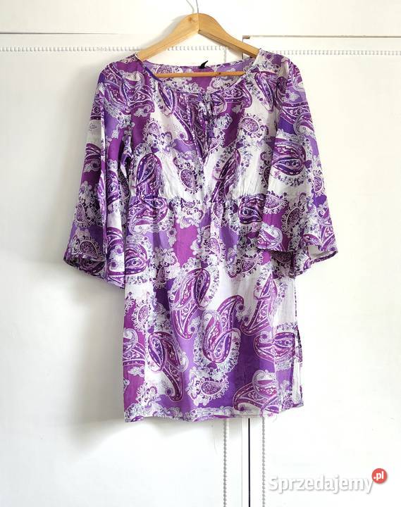 Boho tunika Benetton S 36 bawełna hippie bluzka Rozmiar 36(S) Szczecin