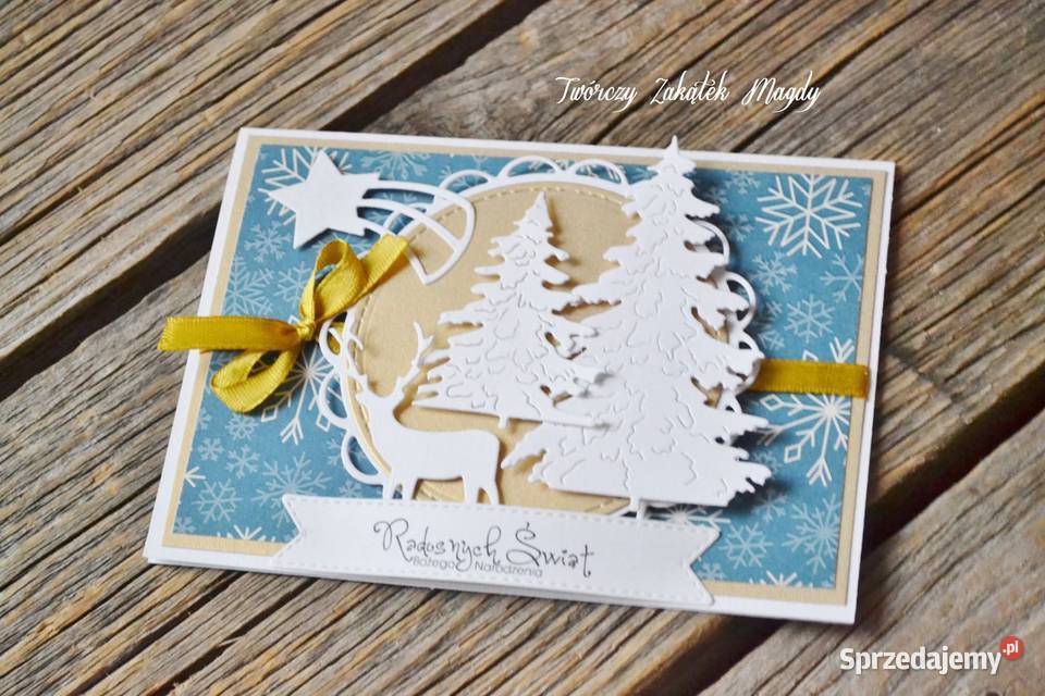 Kartka świąteczna Boże Narodzenie choinki
